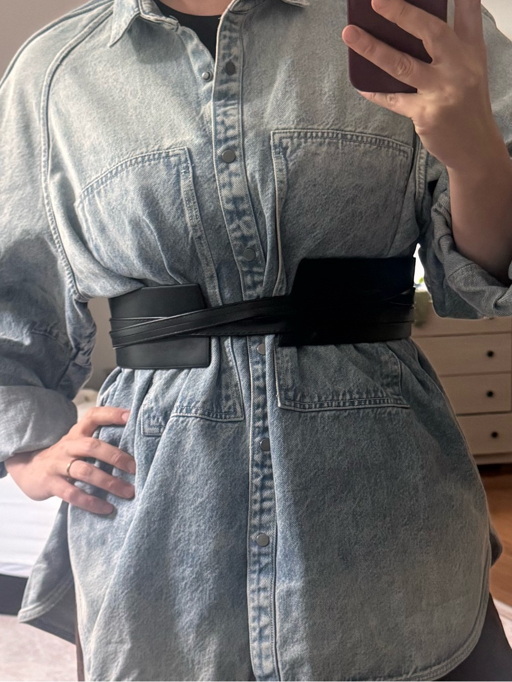 Black Wide Wrap Obi Belt
